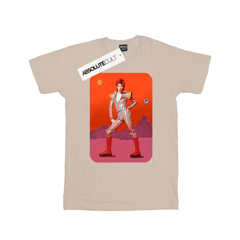 David Bowie Womens/Ladies On Mars Cotton Boyfriend T-Shirt / Sand